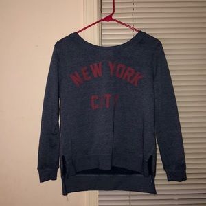 navy blue and red pull over
